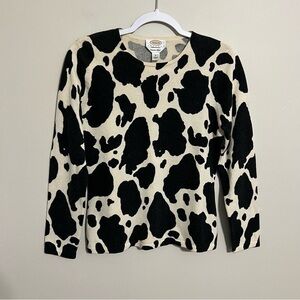 Vintage Talbots Cashmere and Silk Cow Print Sweater size small petite